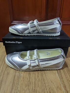 Onitsuka Tiger Metallic Silver Mary Jane Shoes | Women’s Size 8.5 US | NWT